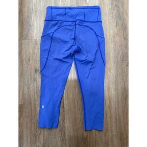 Lululemon Blue Crop Leggings Womens Size 6 Workout Activewear Athletic Pants